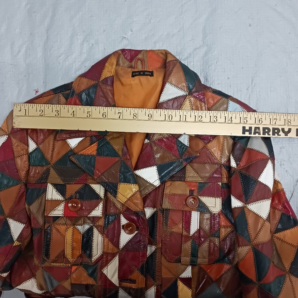 Multicolor Patchwork Leather Jacket - image 8